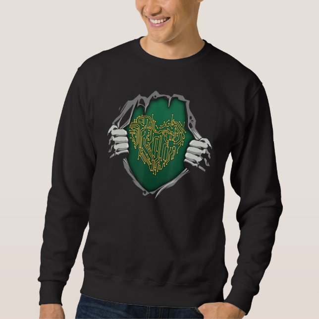Sudadera Tecnología de corazón de la placa de circuito del  (Anverso)