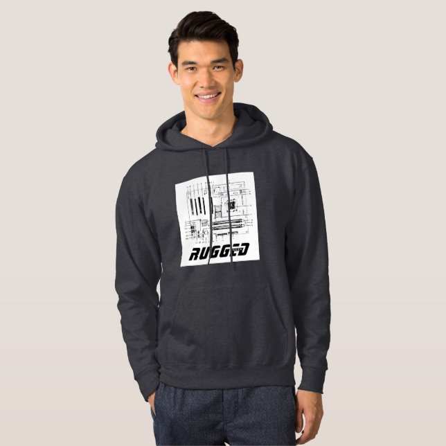 Sudadera tecnología de la motherboard GEEK en blanco y negr (Anverso completo)