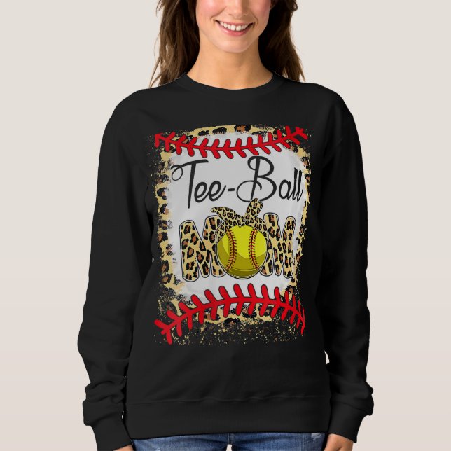 Sudadera Tee Ball Mom Softball Leopard Bleached Mother's Da (Anverso)