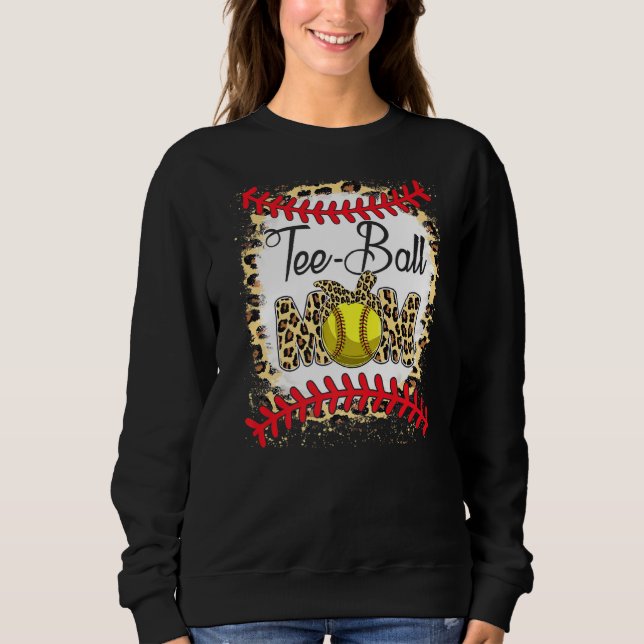 Sudadera Tee Ball Mom Softball Leopard Bleached Mother's Da (Anverso)