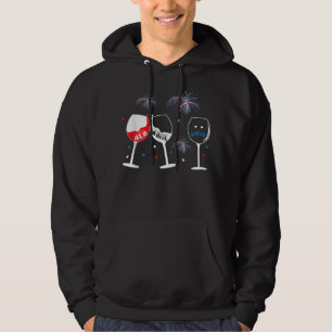 Sudadera Tee de Vidrio Blanco Rojo y Azul Funny para 4 de