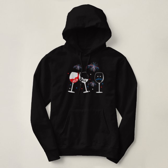 Sudadera Tee de Vidrio Blanco Rojo y Azul Funny para 4 de (Diseño del anverso)