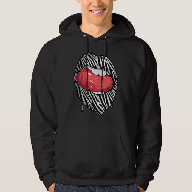 Sudadera Tee Lips with Zebra Pattern Woman Tongue Girl Lips (Anverso)