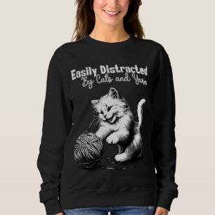 Sudadera Tejido Adorable y Crochet Feliz Gato Yarn Lover
