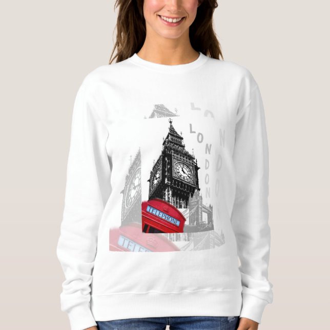 Sudadera Teléfono rojo Big Ben de Londres (Anverso)