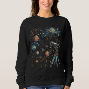 Sudadera Telescopio Vintage Espacio Astronómico Estrellas A