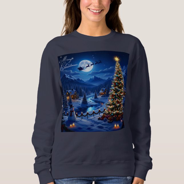 Sudadera Tema de decoración navideña de árbol de Navidad al (Anverso)