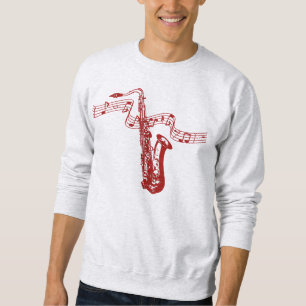 Sudadera Tema musical Saxofón rojo y notas - Camisas suecas