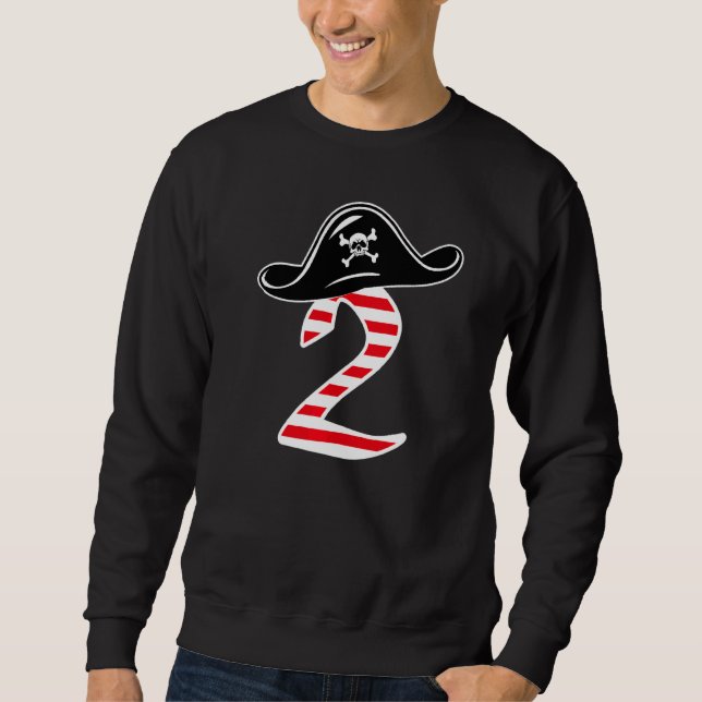 Sudadera Tema Pirata Tercer cumpleaños Fiesta Skull y Gorra (Anverso)