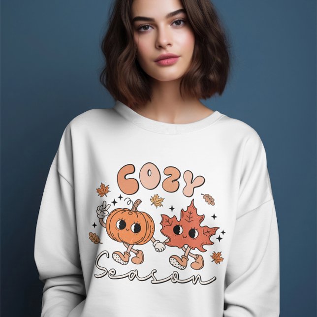Sudadera Temporada Acogedora, Calabaza Y Hoja, Doodle De Ca (Subido por el creador)