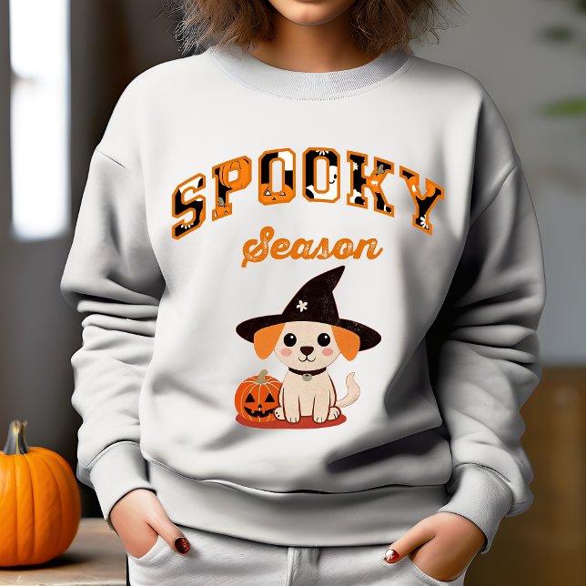 Sudadera Temporada de fantasía Jugador Halloween (Spooky season cute puppy jack-o-lantern Halloween sweatshirt Halloween gifts for her dog lovers gift)