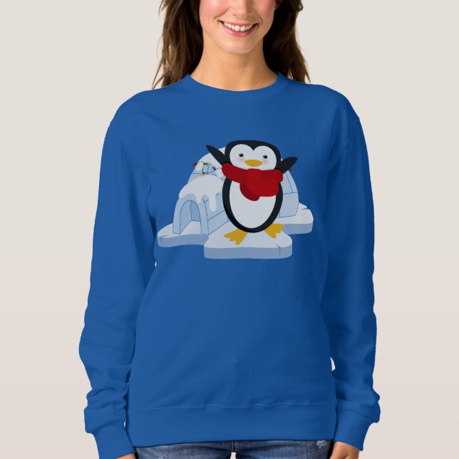 Sudadera Temporada de feriado de pingüino de invierno (Anverso)