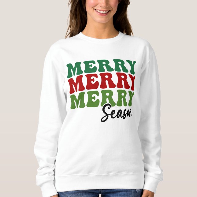 Sudadera Temporada de merry Merry - Arte de vacaciones retr (Anverso)