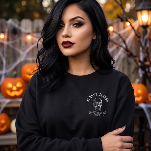 Sudadera Temporada espeluznante Calavera en blanco y negro