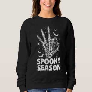 Sudadera Temporada espeluznante esqueleto mano telaraña muj