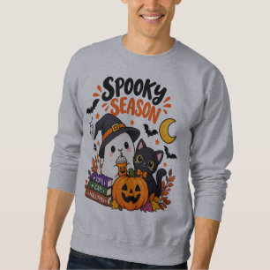 Sudadera Temporada espeluznante Fantasma y gato negro