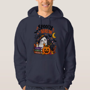 Sudadera Temporada espeluznante Fantasma y Gato Negro