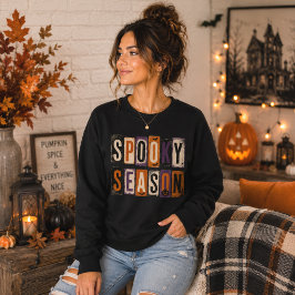 Sudadera Temporada Espeluznante Letras en Bloque Vintage