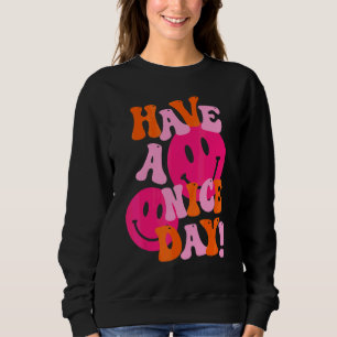 Sudadera Ten Un Buen Día Cara Sonriente Rosa Estética Prepp
