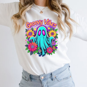 Sudadera Tendencias Neón Floral Retro Fantasma Groovy Hallo