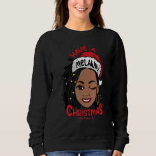 Sudadera Tener Navidades Melanin Sra. Claus W Locs Bl
