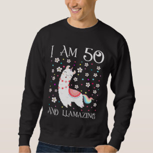Sudadera Tengo 50 años llamando Cute Llama 50 Chica B