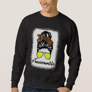 Sudadera Tennis Mom Life Leopard Messy Bun Hair Women