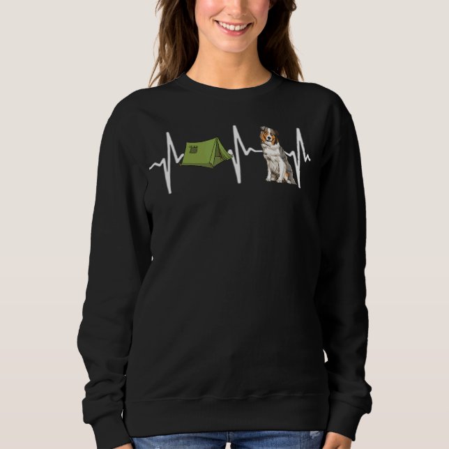 Sudadera Tent Camping Pastor Australiano Heartbeat Perro (Anverso)