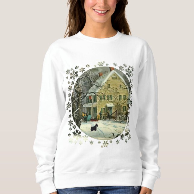 Sudadera Terrier Escocés Invierno a la Antigua (Anverso)