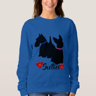 Sudadera Terrier Escocés/silueta negra collar rosa/azul