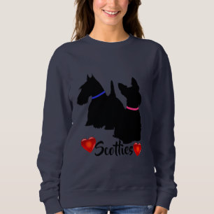 Sudadera Terrier Escocés/silueta negra collar rosa/azul