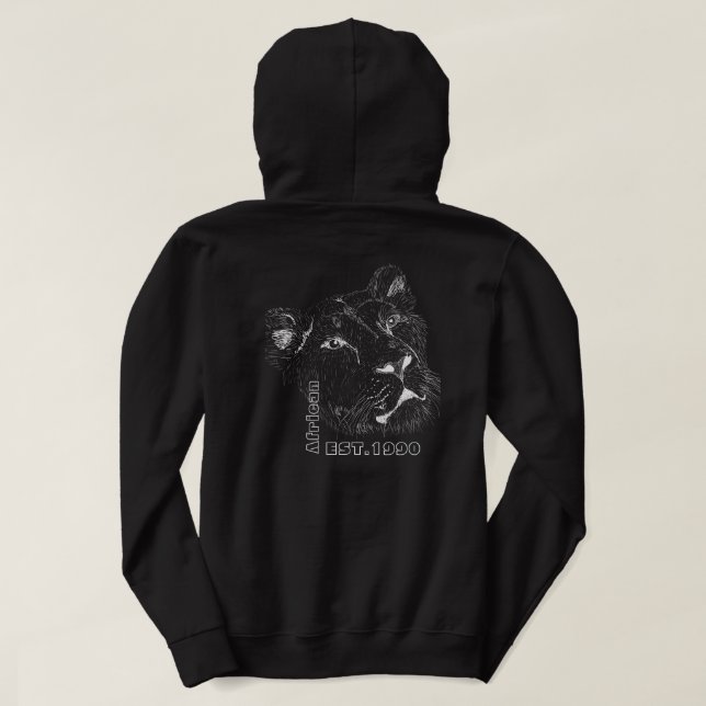 Sudadera Texto blanco Animales salvajes leones hombres moda (Reverso del diseño)