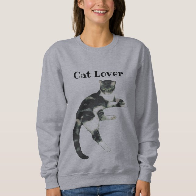 Sudadera Texto de arte de gato blanco grisáceo para el aman (Anverso)