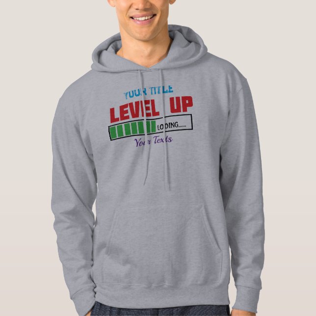 Sudadera texto de subir de nivel con progreso de carga verd (Anverso)