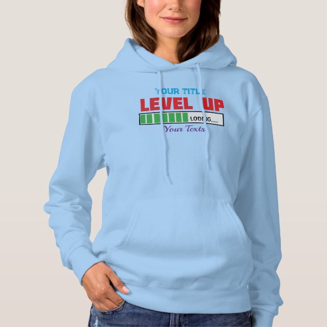 Sudadera texto de subir de nivel con progreso de carga verd (Anverso)
