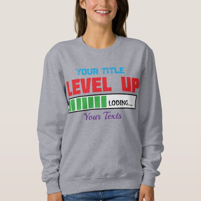 Sudadera texto de subir de nivel con progreso de carga verd (Anverso)