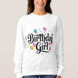 Sudadera Texto del chica de cumpleaños en negro