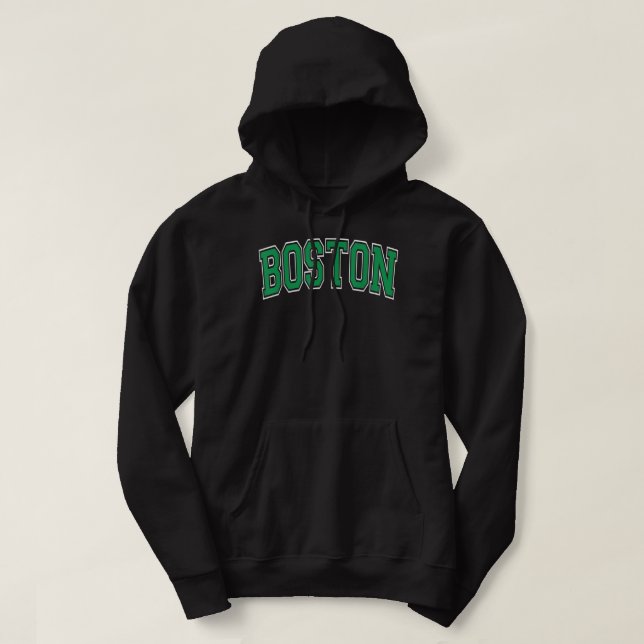 Sudadera Texto verde de estilo de variación de Boston (Diseño del anverso)