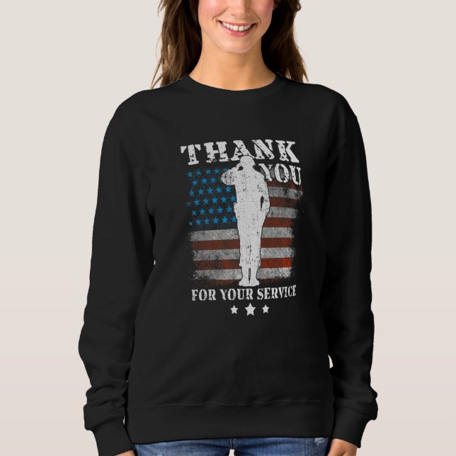 Sudadera Thank You For Your Service American Flag Veterans  (Anverso)