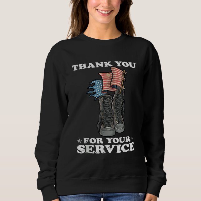 Sudadera Thank You For Your Service Veteran US Flag Veteran (Anverso)