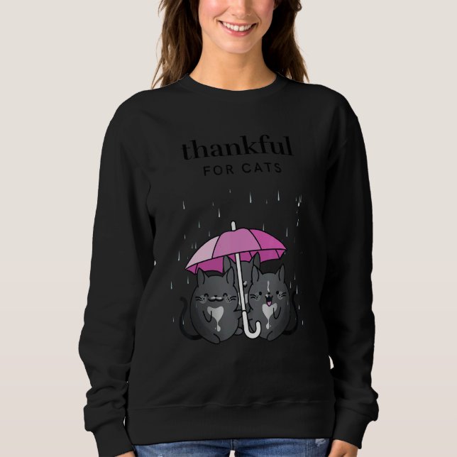 Sudadera Thankful for Cats Women's Thanksgiving Tuxedo Cat  (Anverso)