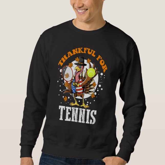Sudadera Thankful For Tennis Turkey  Thanksgiving Tennis (Anverso)