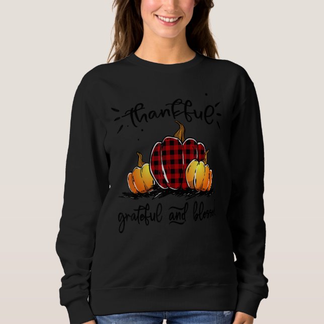 Sudadera Thankful Grateful And Blessed Pumpkin Fall Leopard (Anverso)