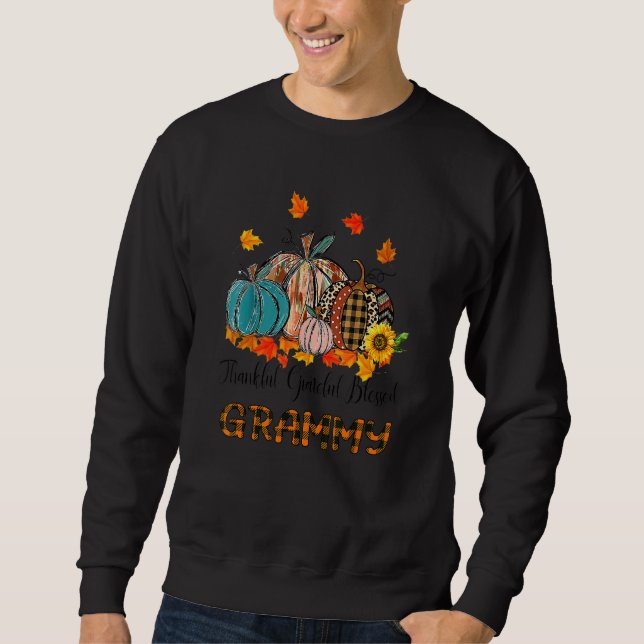 Sudadera Thankful Grateful Blessed Grammy Pumpkins Thanksgi (Anverso)