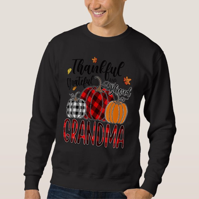 Sudadera Thankful Grateful Blessed Grandma Pumpkin Truck Th (Anverso)