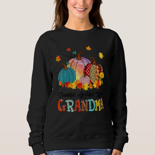 Sudadera Thankful Grateful Blessed Grandma Pumpkins Thanksg (Anverso)