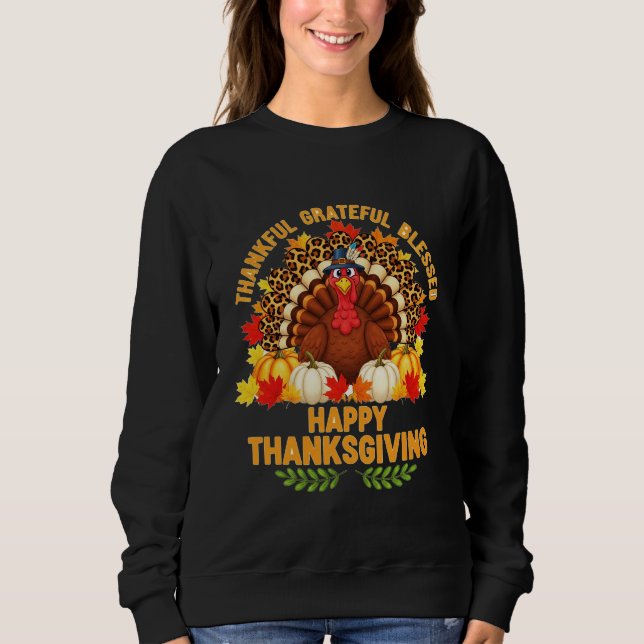 Sudadera Thankful Grateful Blessed – Happy Thanksgiving  (Anverso)