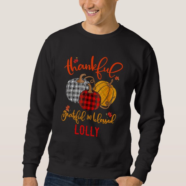 Sudadera Thankful Grateful Blessed Lolly Autumn Fall Pumpki (Anverso)
