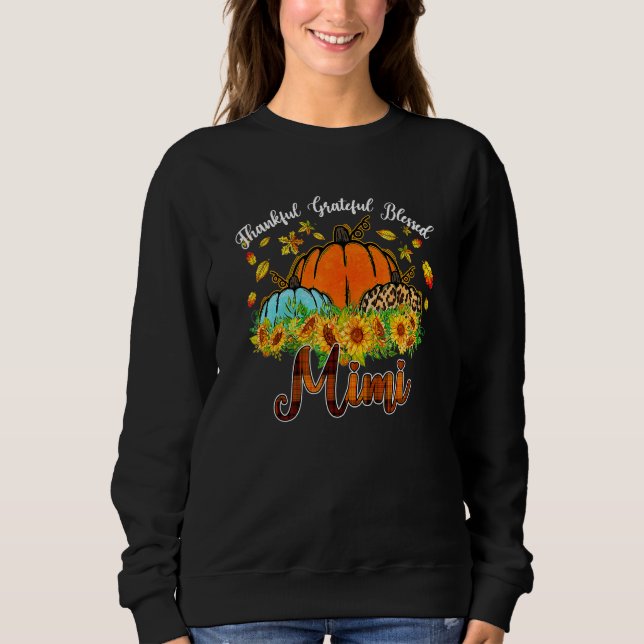 Sudadera Thankful Grateful Blessed Mimi Pumpkin Leopard Pla (Anverso)