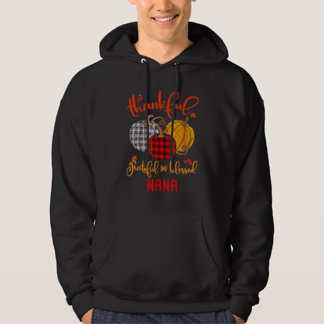 Sudadera Thankful Grateful Blessed Nana Autumn Fall Pumpkin (Anverso)